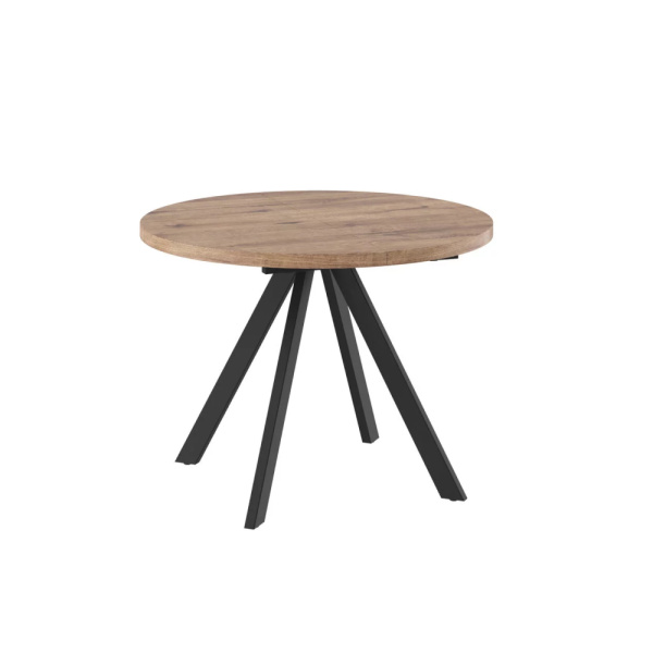 Стол RONDO-100, круглый раздвижной 100(135), ДУБ ВЕЛЛИНГТОН/ЧЕРНЫЙ